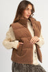 Corduroy Stand-Collar Zip-Front Quilted Puffer Vest